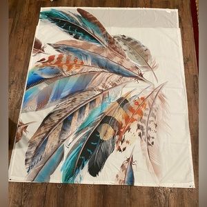 Shower Curtain Extra-Long Feathers - Southwest Style Multi Color Beautiful